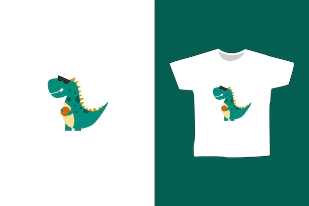 Vector dino jugando baloncesto para la ilustración de diseño de concepto de impresión o camiseta