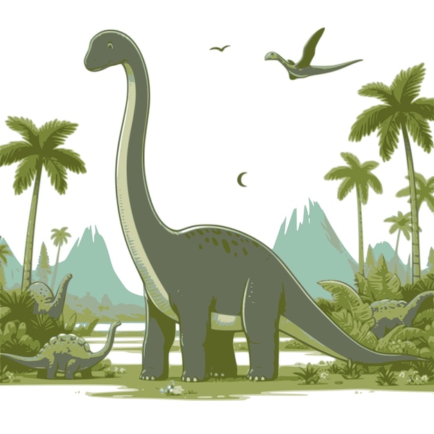 Vector de dinosaurio brachiosaurus en fondo blanco