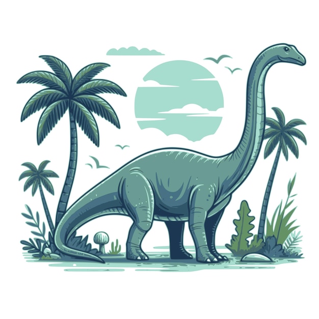 Vector de dinosaurio Brachiosaurus en fondo blanco