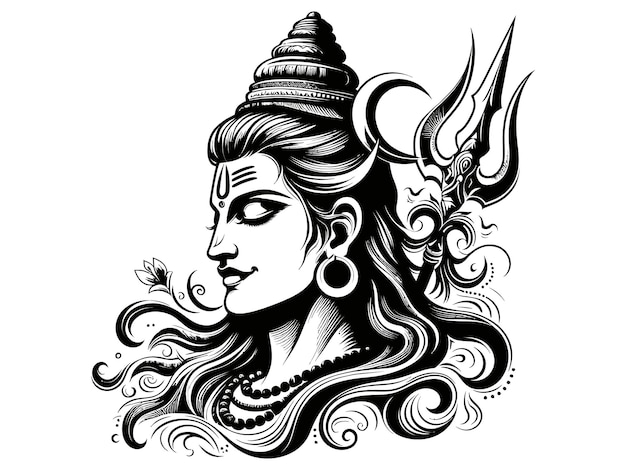 Vector del dios hindú Mahadev con fondo blanco