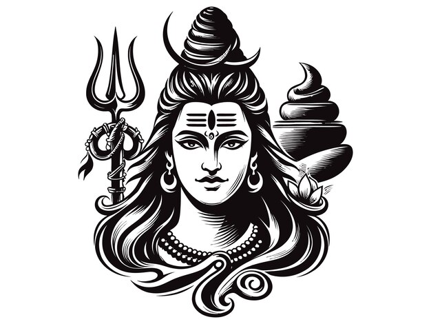 Vector del dios hindú Mahadev con fondo blanco