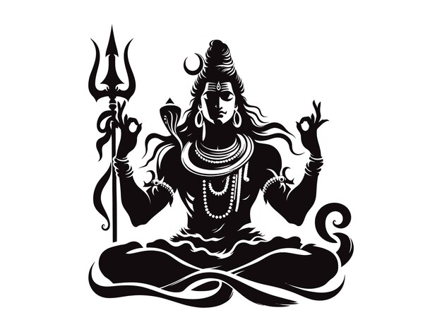 Vector del dios hindú Mahadev con fondo blanco