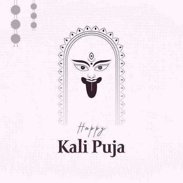 vector de la diosa Kali Maa en Diwali Kali Pooja fondo del festival de la India Cartel feliz Kali puja