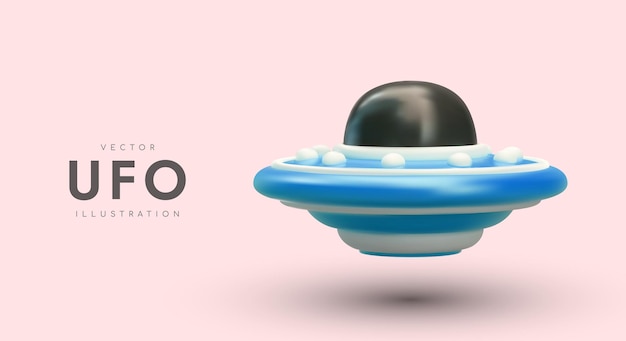 Vector disco volador nave espacial 3D de extraterrestres Día Mundial OVNI Cosmos místico