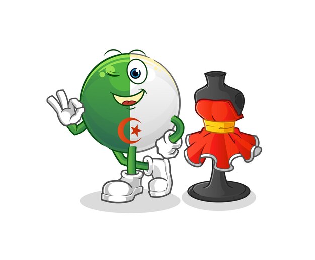 Vector de diseñador de moda de bandera argelina. personaje animado