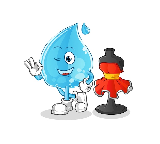 Vector de diseñador de moda de gota de agua. personaje animado