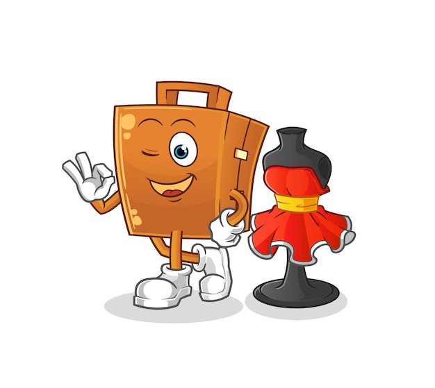 vector de diseñador de moda de maleta. personaje animado