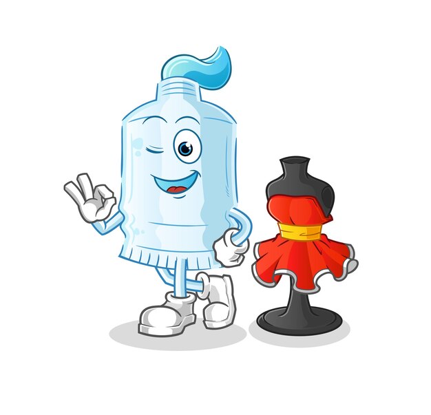 Vector de diseñador de moda de pasta de dientes. personaje animado