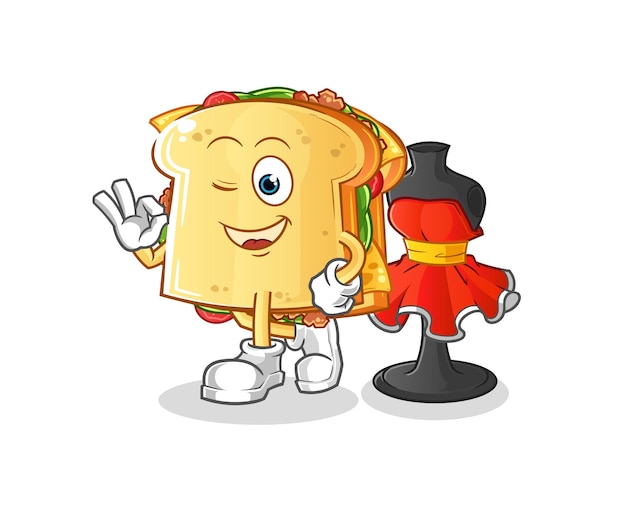 vector de diseñador de moda sándwich. personaje animado
