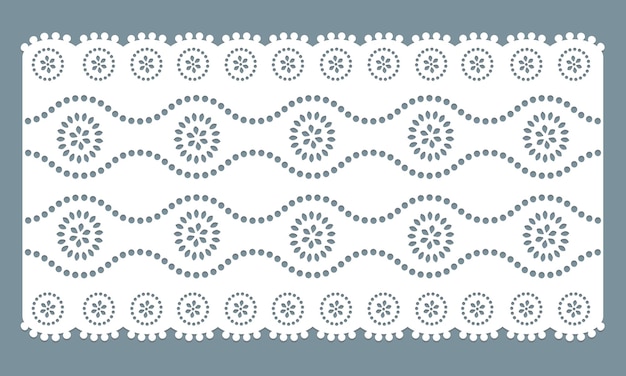Vector de diseño de ajuste de ojal de algodón de encaje vintage blanco