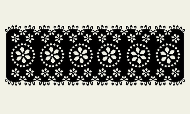 Vector de diseño de ajuste de ojal de algodón de encaje vintage negro