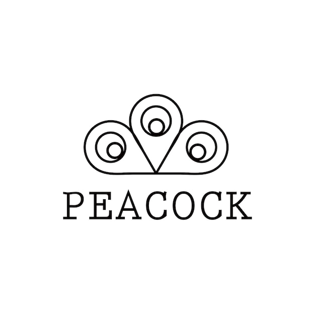 vector de diseño de arte de línea de cola de pavo real