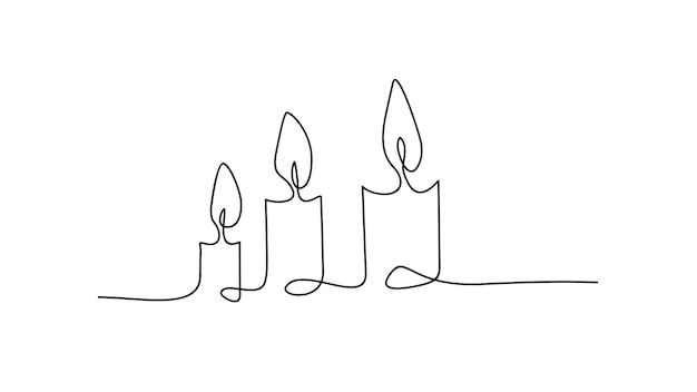 Vector de diseño de arte de línea de velas planas simples