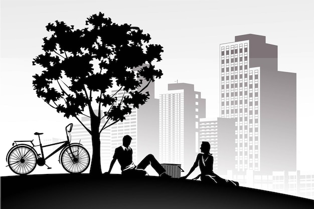 vector de diseño de arte de picnic familiar joven