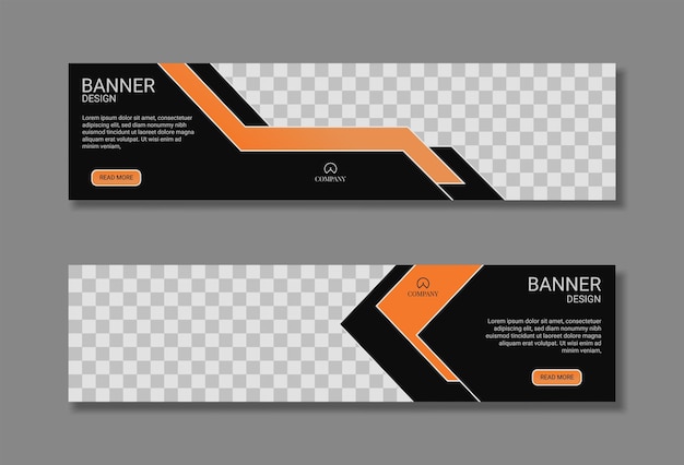 Vector de diseño de banner abstracto negro y naranja