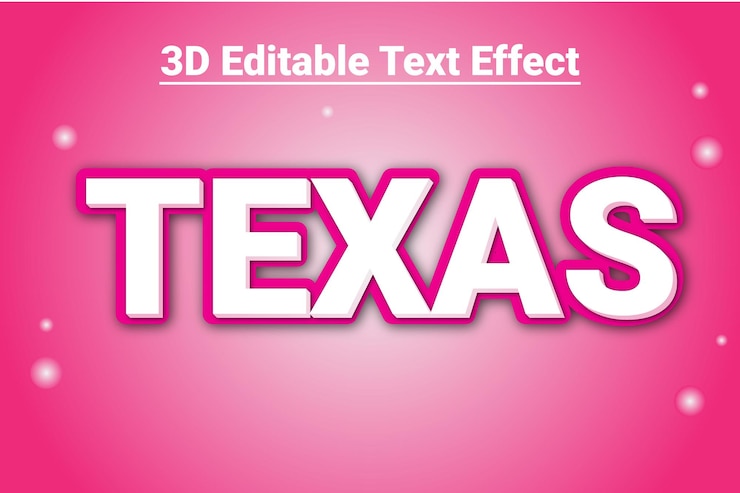 Vector vector de diseño de banner de efecto de texto editable en 3d de texas