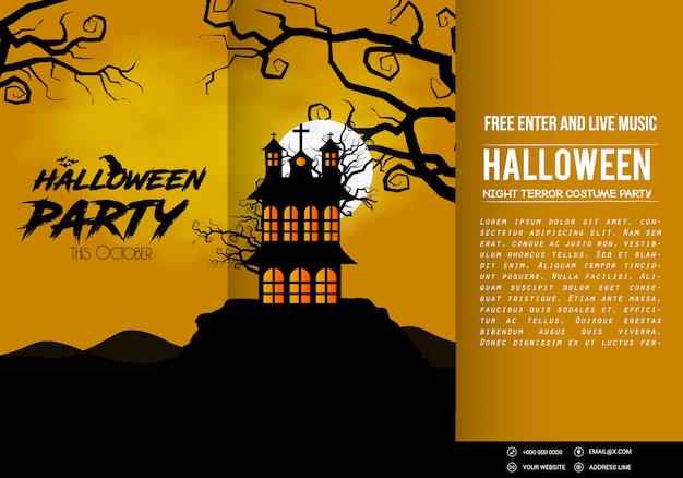 Vector de diseño de banners de invitación de halloween feliz