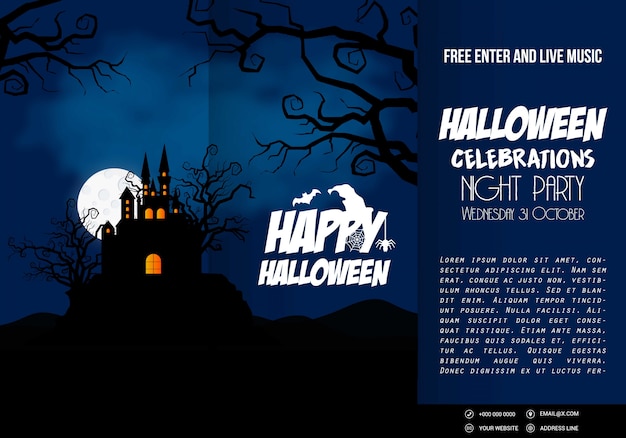 Vector de diseño de banners de invitación de Halloween feliz