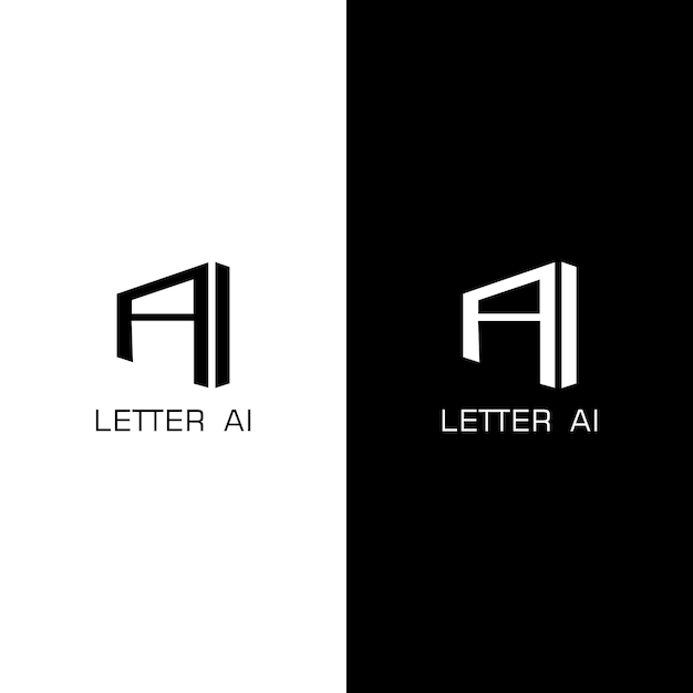 Vector vector de diseño en blanco y negro con logotipo de letra