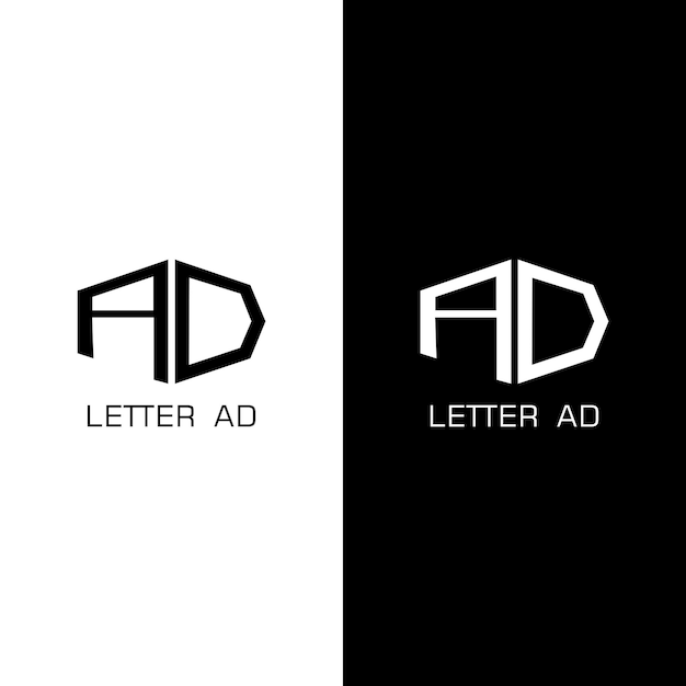 Vector vector de diseño en blanco y negro con logotipo de letra