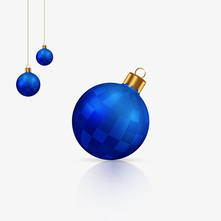 Vector vector de diseño de bola de discoteca de navidad de color azul con bola colgante en el fondo