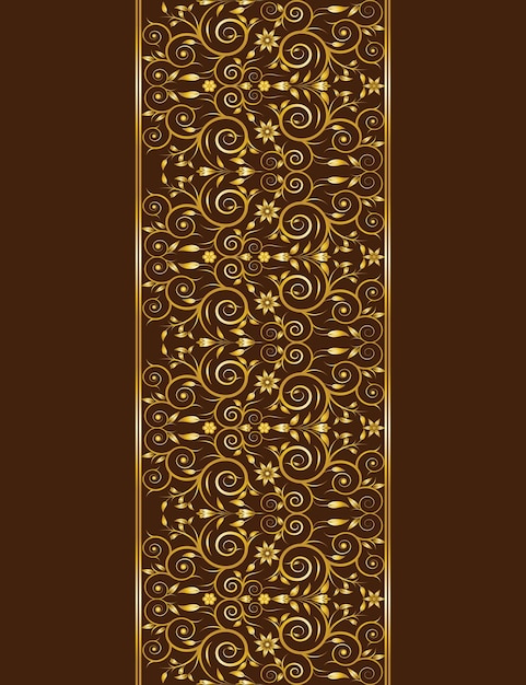 Vector de diseño de borde de marco de adorno dorado lujoso en color marrón oscuro