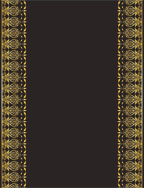 Vector de diseño de borde de marco de adorno floral dorado de elegancia en color marrón oscuro
