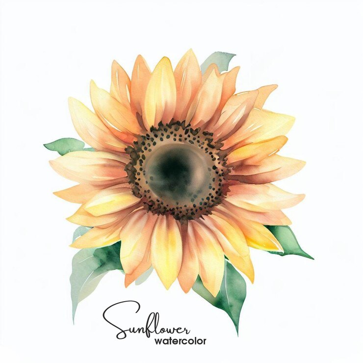 Vector de diseño de bordes de flor de sol en acuarela