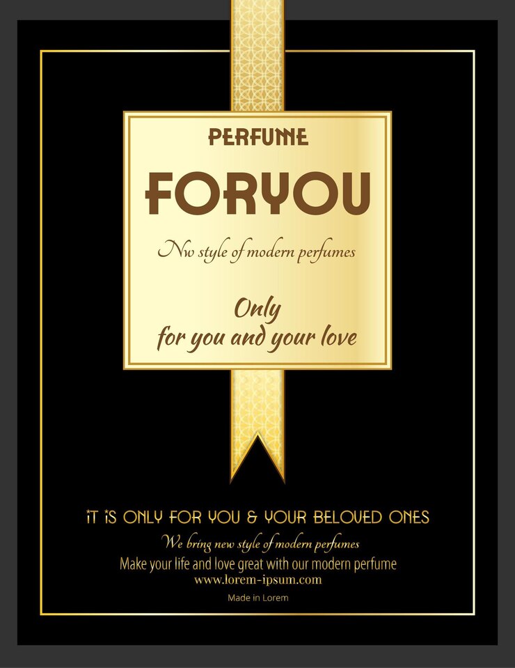 Vector vector de diseño de caja de embalaje de perfume dorado en color gris negro