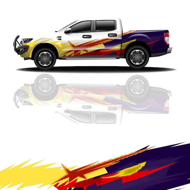 Vector de diseño de calcomanía de envoltura de coche para publicidad o librea personalizada wrc estilo carrera rally coche vehículo sti