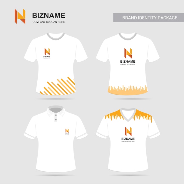 Vector de diseño de camisas de logo de empresa con n logo