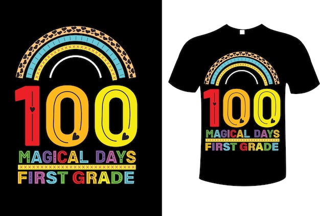 vector de diseño de camiseta de 100 días de escuela