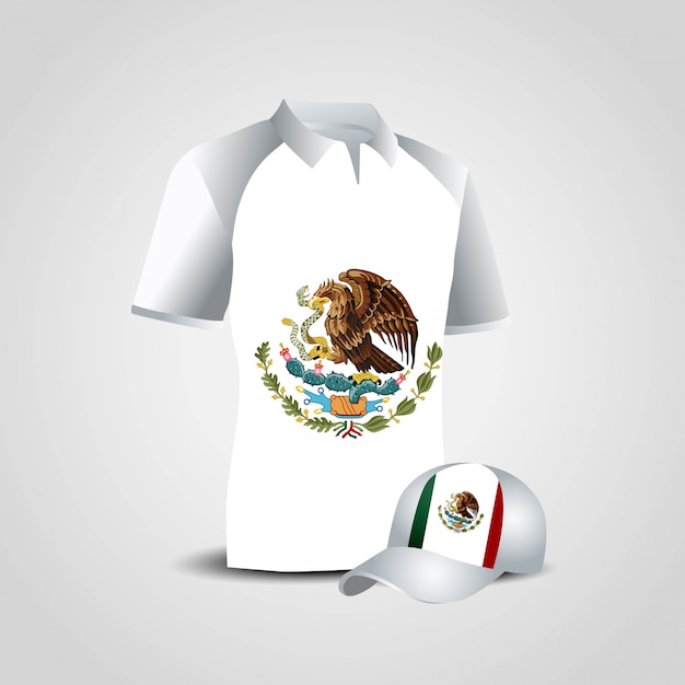 Vector de diseño de camiseta de bandera de méxico