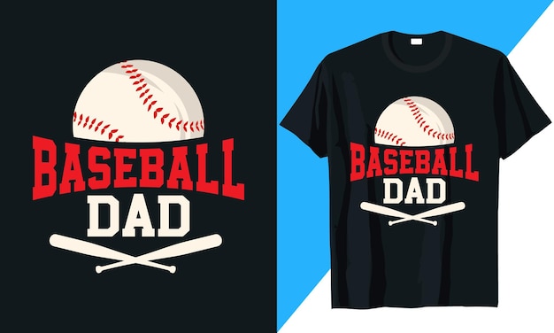 Vector vector de diseño de camiseta de béisbol con elementos de béisbol y papá de béisbol de tipografía