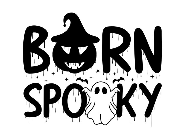 Vector de diseño de camiseta born spooky funny holloween