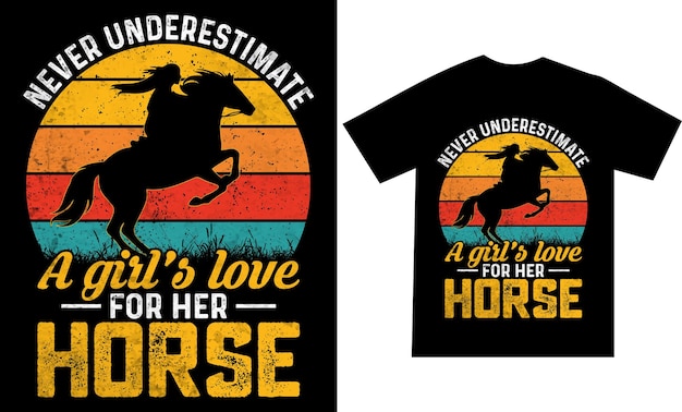 Vector vector de diseño de camiseta de caballo de amor de una niña