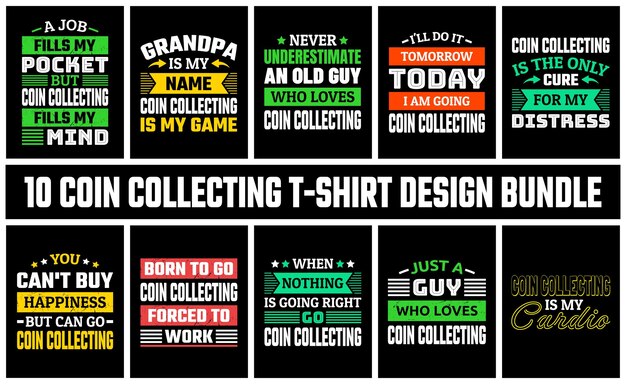 Vector de diseño de la camiseta de colección de monedas