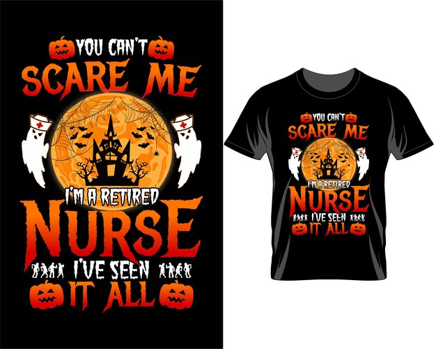 Vector de diseño de camiseta de cotizaciones de enfermera de Halloween