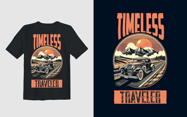 El vector de diseño de la camiseta es un coche vintage.