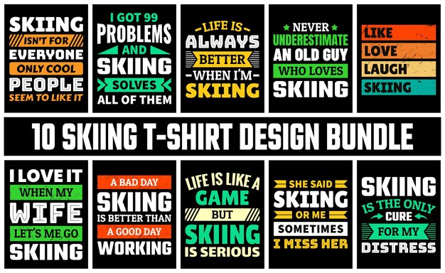 Vector de diseño de la camiseta de esquí