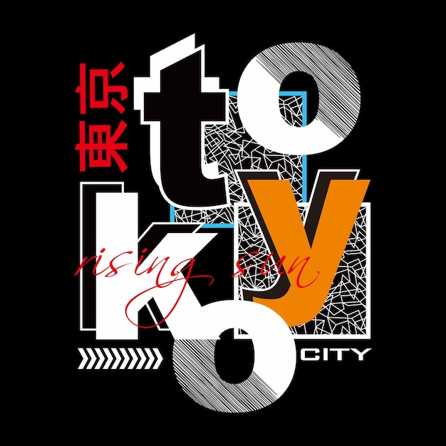 Vector vector diseño de camiseta con letras de la ciudad de tokio