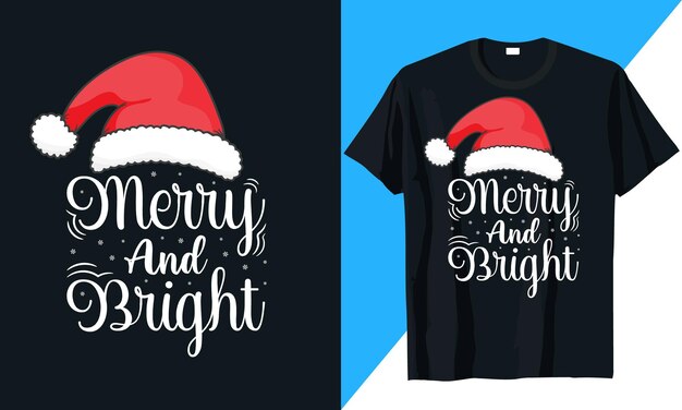 Vector de diseño de camiseta de navidad feliz y brillante