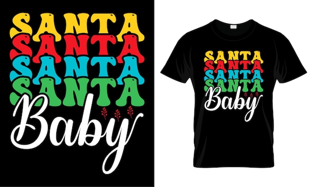 Vector de diseño de camiseta ondulada de Navidad retro
