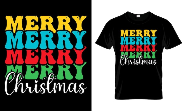 Vector de diseño de camiseta ondulada de Navidad retro