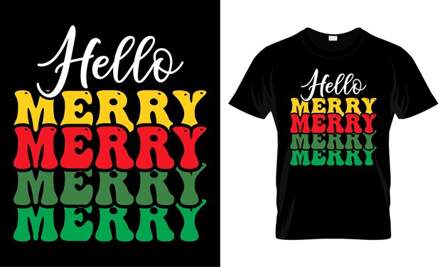 Vector de diseño de camiseta ondulada de Navidad retro