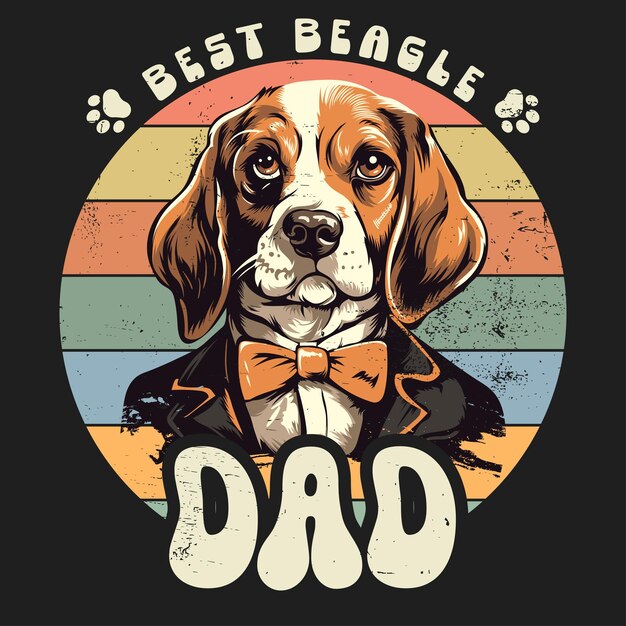Vector de diseño de la camiseta de papá del perro Beagle vintage