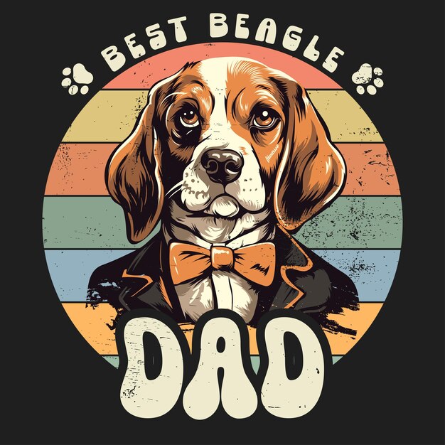 Vector vector de diseño de la camiseta de papá del perro beagle vintage