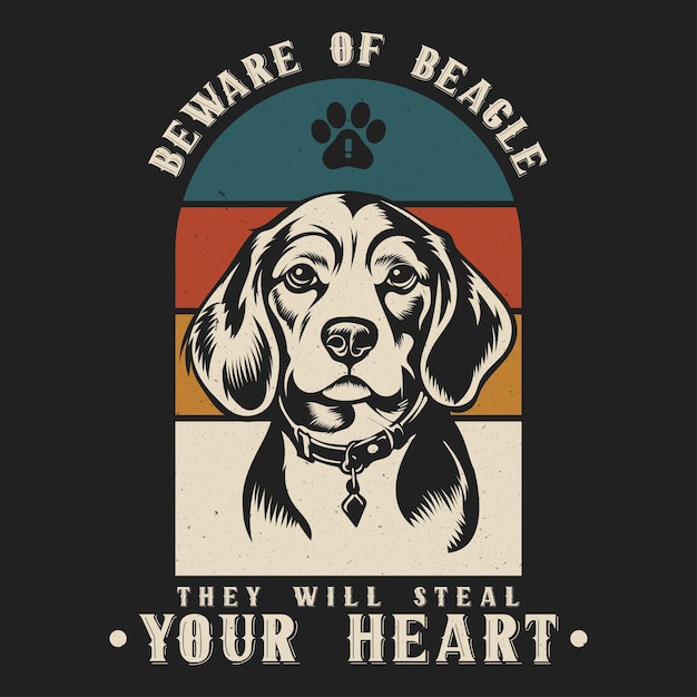 Vector vector de diseño de camiseta de perro beagle retro