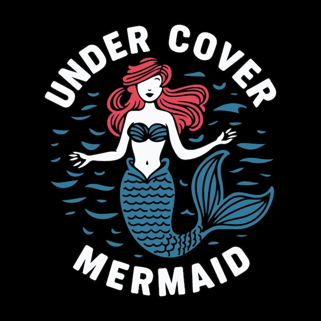 Vector de diseño de la camiseta de la sirena debajo de la portada