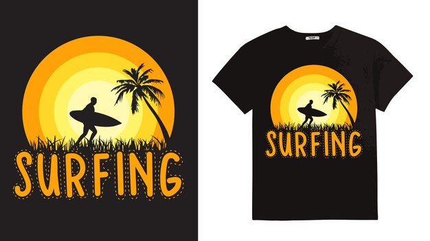 Vector de diseño de camiseta de surf